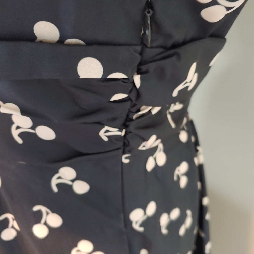 Vienna Summer navy dress w/cherries women's size L - Picture 6 of 11